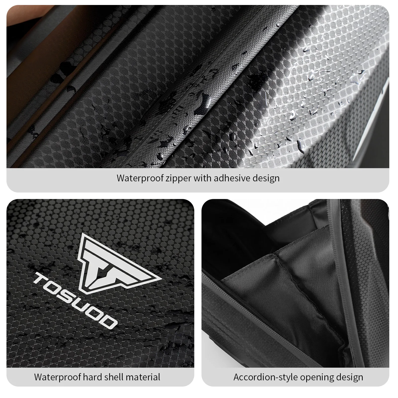 TOSUOD Fahrrad-Lenkertasche, EVA-Hartschalen-Fahrrad-Aufbewahrungstasche, wasserabweisende Fahrradtasche mit Schnellverschlusshalterung – Detail 4