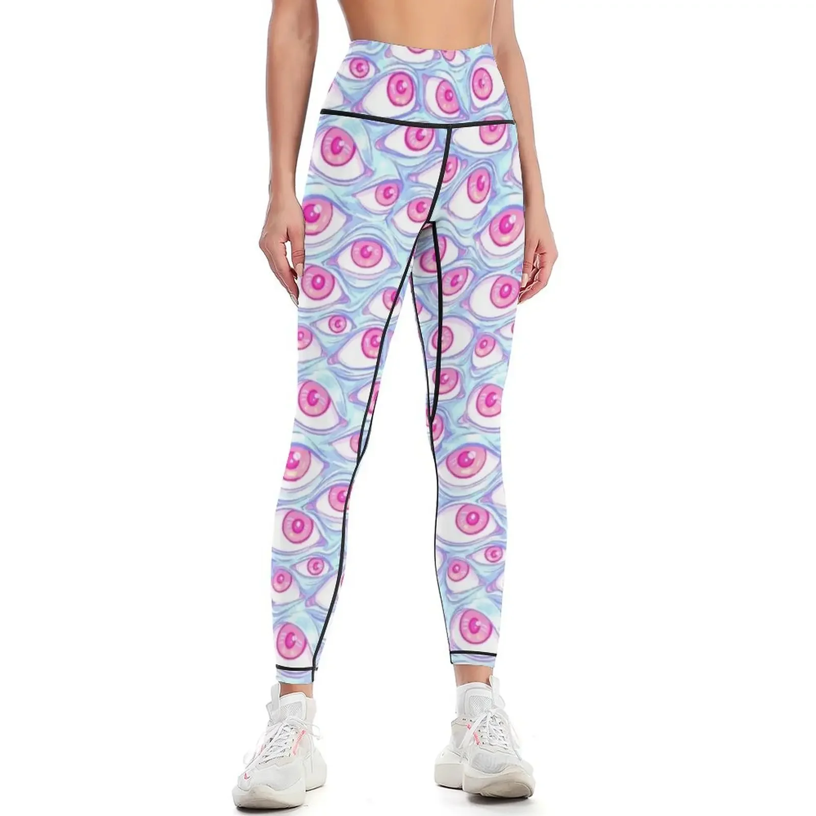 

Wall of Eyes in Baby Blue Leggings Women sports sporty woman push up fitness set gym for fitness Womens Leggings