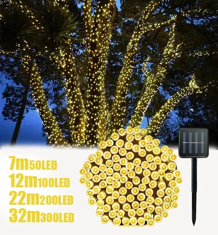 

Outdoors Solar String Light 300LED 8 Modes Solar Lamp Waterproof for Gardens Wedding Party Valentines Christmas Tree Homes