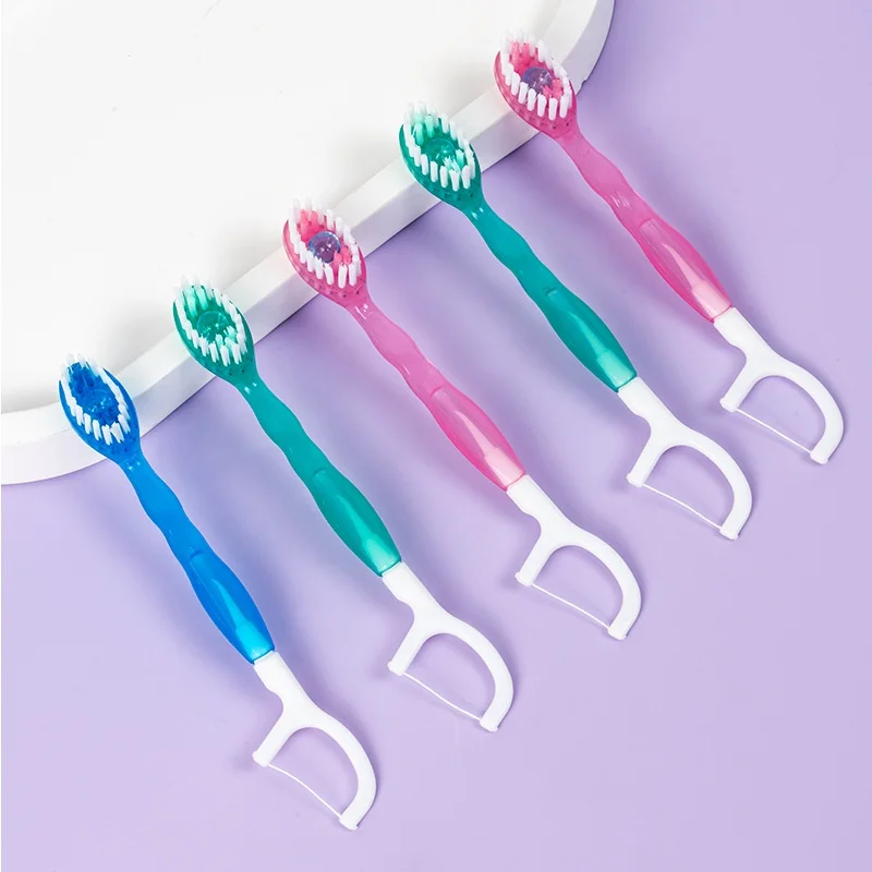 Mini cepillo de dientes de viaje con pasta de dientes, aliento fresco, hilo Dental desechable, embalaje independiente, herramientas de cuidado de higiene bucal, 12 Uds.