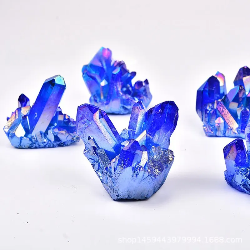 50g Natürlicher Angel Aura Blau Titanquarz Cluster Druzy Geode Felsproben Chakra Reiki Heilenergie Spirituelles Yoga Meditation Heimdekor Handwerk Edelstein Sammlerstück Souvenir Elegante Tischdekoration Wellness Geschenk Mode Akzent