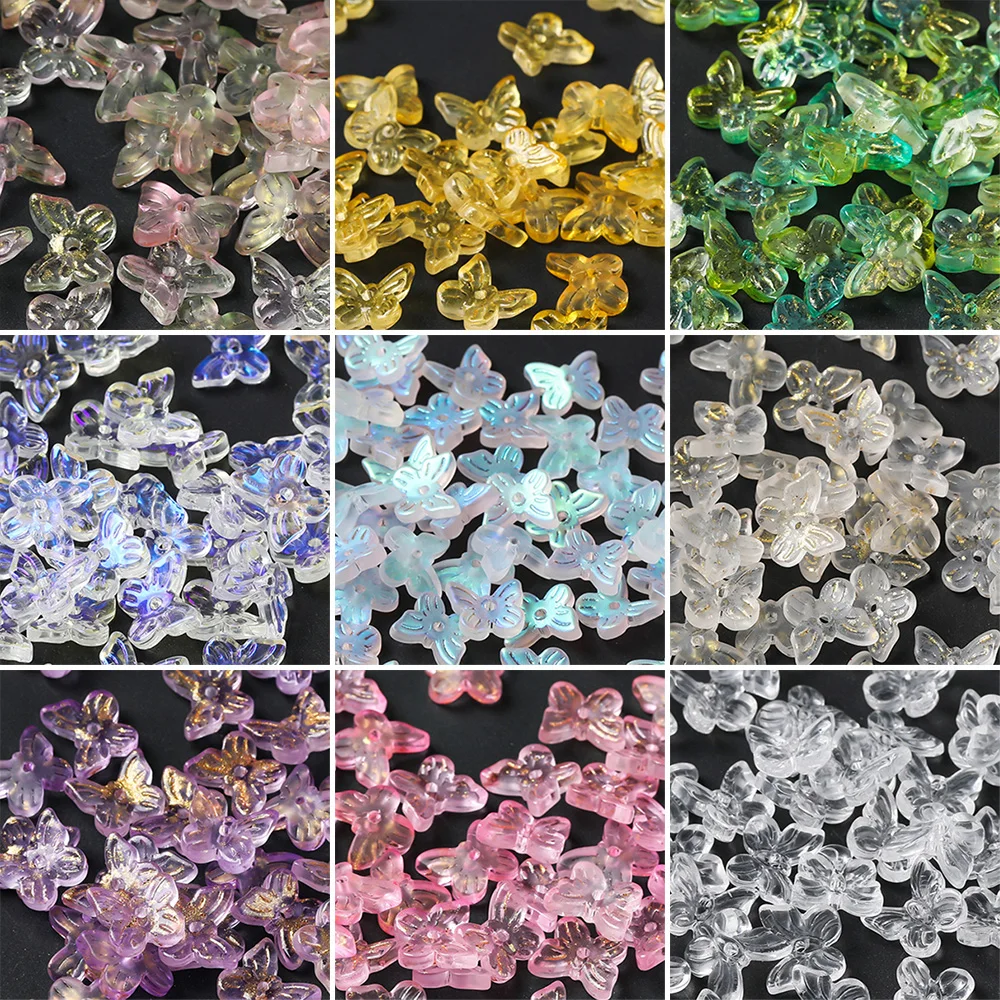 

10Pcs 11x9.5mm Cute Butterfly Glass Beads Small Loose Spacer Beads for Jewelry Making DIY Bracelet Necklace Accessories