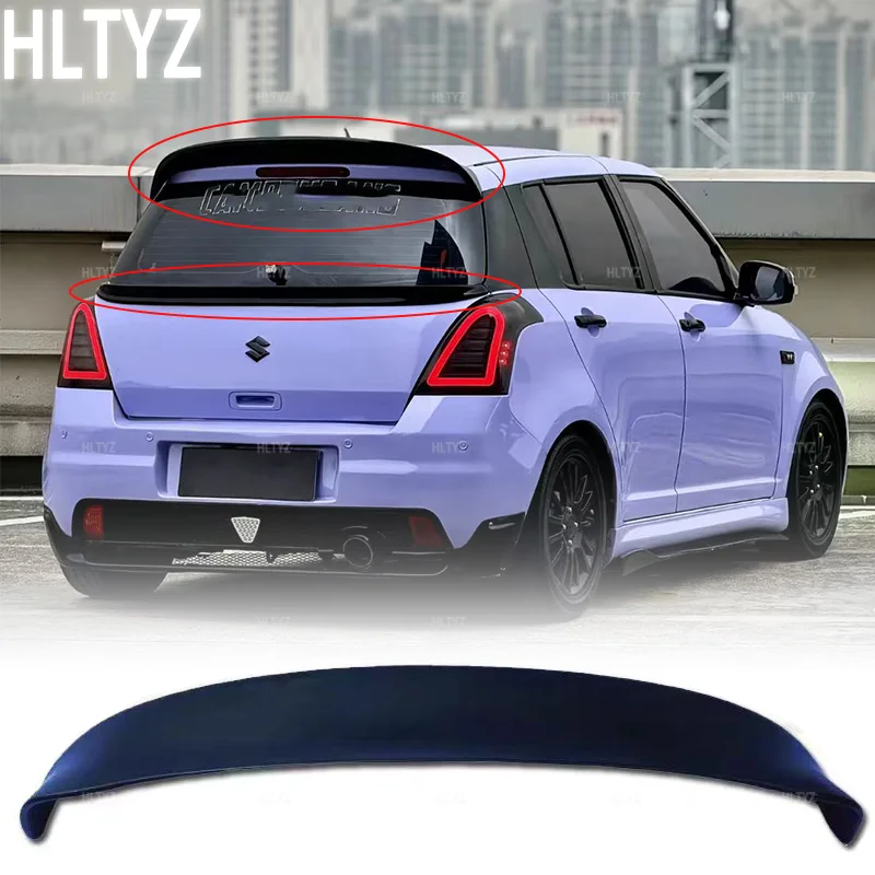 

For 2005-2016 Suzuki Swift Rear Roof Spoiler Wings True Carbon Fiber/Bright Black Automotive Exterior Decoration Accessories