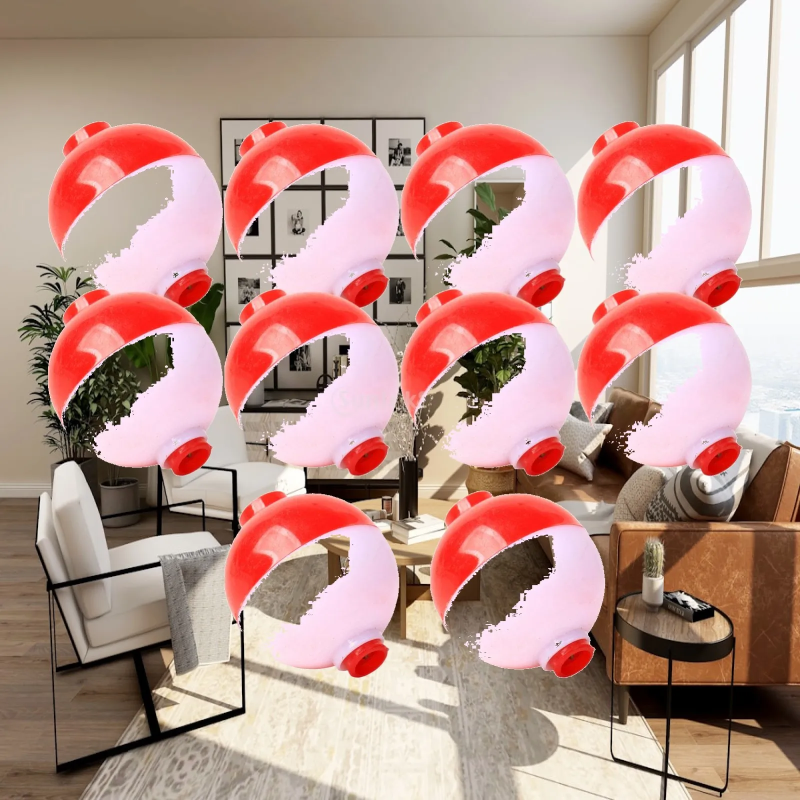 Fishing Bobbers 10pcs ABS Plastic Round Floats Red / White Spring Buoy Accessories for Freshwater Saltwater