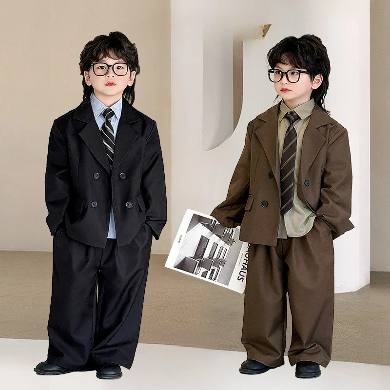 

2025 Autumn Boys' New Suit Suit Temperament Handsome Suit Dress Middle and Child Wedding Flower Girl Foreign Style