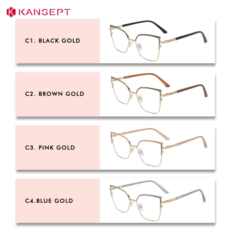 Kansept óculos de grau feminino lentes ópticas com receita óculos de sol masculino transparente para leitura de vidro