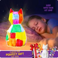 Paint Your Own Cat/Deer Lamp Art Kit DIY Geometric Night Light Art Supplies Gifts for Kids Boys Girls Ages 6 7 8 9 10 11 12