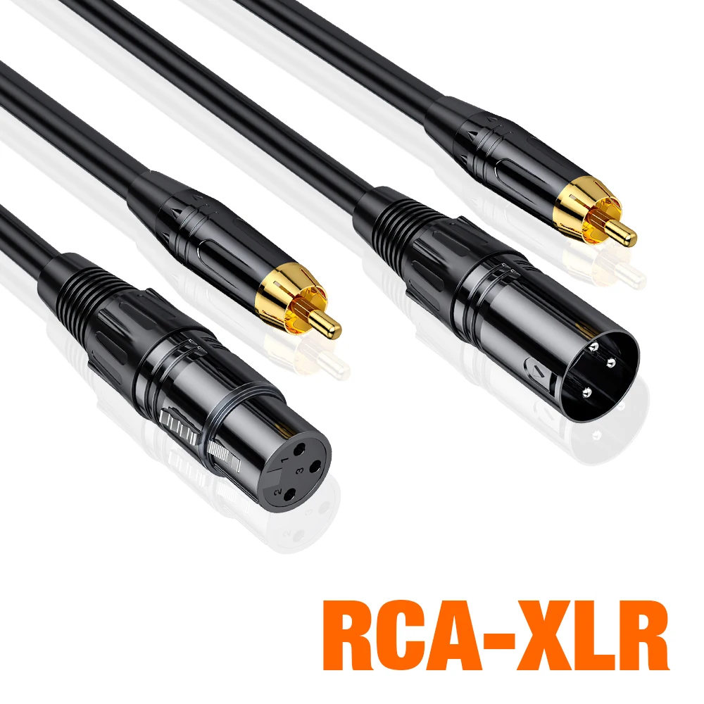 Cabo de áudio rca para xlr macho/fêmea, para amplificador, misturador, alto-falante, karaokê, microfone, canhão, adaptador, 1m, 2m, 3m, 5m, 10m, 15m, fio longo
