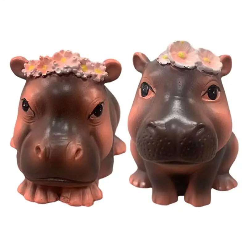 Angry Hippo Ornament Angry Baby Hippopotamuss Hippo Figurine Small Cute Hippo Toy Statue Baby Hippopotamuss Sculpture Craft