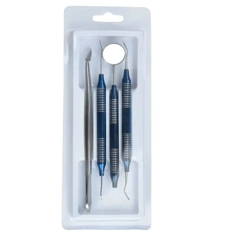 

Dental Cleaning Tool Kit 4Pcs Stainless Steel Scaler Scraper Mirror for Plaque Tartar Removal Hygiene Set