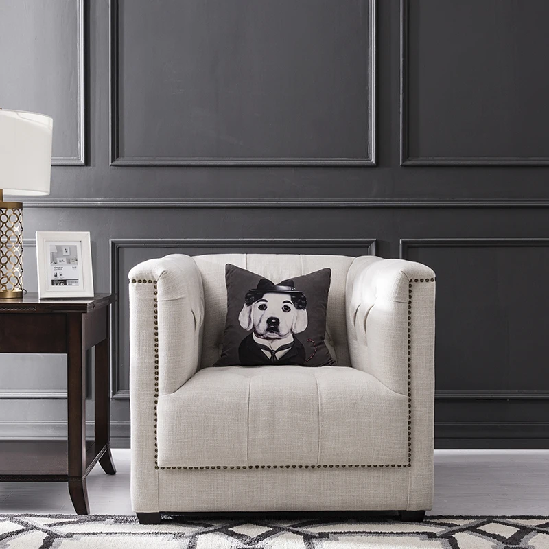 Pull-up fabric sofa beige two-person three-person European-style small apartment bedroom straight-row sofa