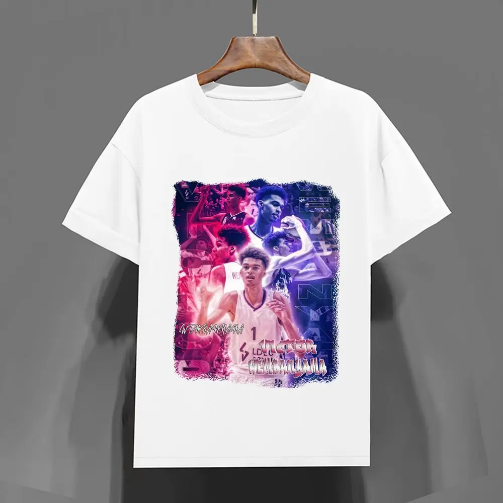 تي شيرت جديد لعام 2026 من Victor Wembanyama جرافيك 100% قطن للجنسين تي شيرت رياضي كبير الحجم يسمح بمرور الهواء للزوجين #1