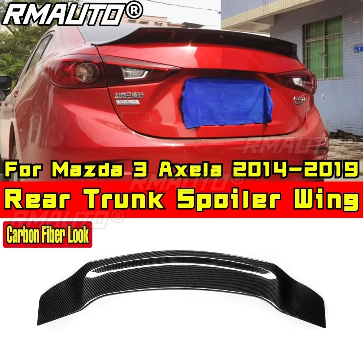 Rear Trunk Spoiler Wing Rear Trunk Spoiler Car Rear Spoiler For Mazda 3 Axela 2014-2019 Body Kit Car Accessories