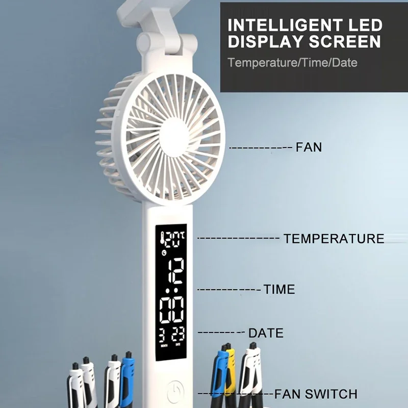 Imagem -06 - Lâmpada de Mesa Led com Ventilador e Relógio Eye Protect Estudo Tabela Luz Quarto Luminaria Home Office Indoor Room