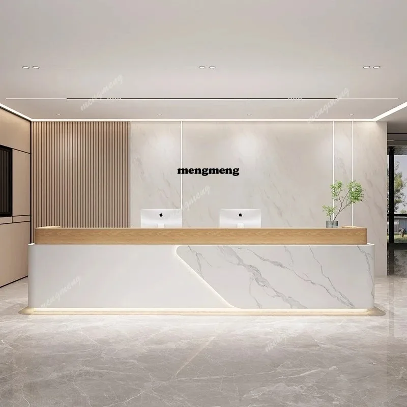 

F5822 Современные минималистичные стойки ресепшн в скандинавском стиле, роскошные стойки для салонов красоты и отелей, дизайнерские стойки кассира, коммерческая мебель для приветствия гостей