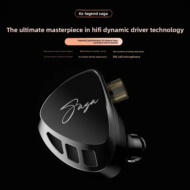 KZ Saga In Ear Earphones HiFi Stereo Bass Fever Music Metal Earbuds Two Different Tuning Sport Headphones Gaming Headset Gifts