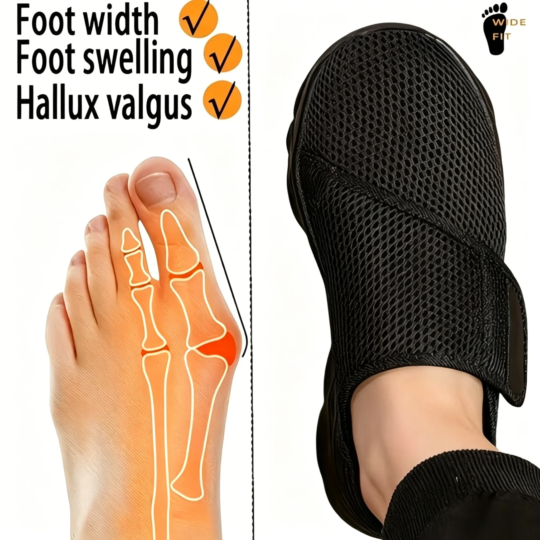 Unisex New Women Orthopedics Wide Feet Swollen Walking Casual Shoes Thumb Eversion Adjusting Soft Comfortable Diabetic Men Shoes image 2