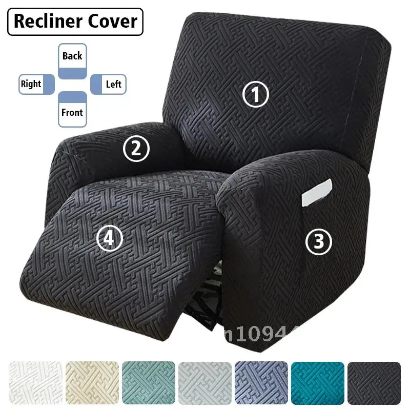 Thicken Recliner Sofa Cover Stretch Jacquard Single Armchair Lazy Boy Sofa Relax Functional Sofa Slipcover Non-Slip 4 Pieces/set