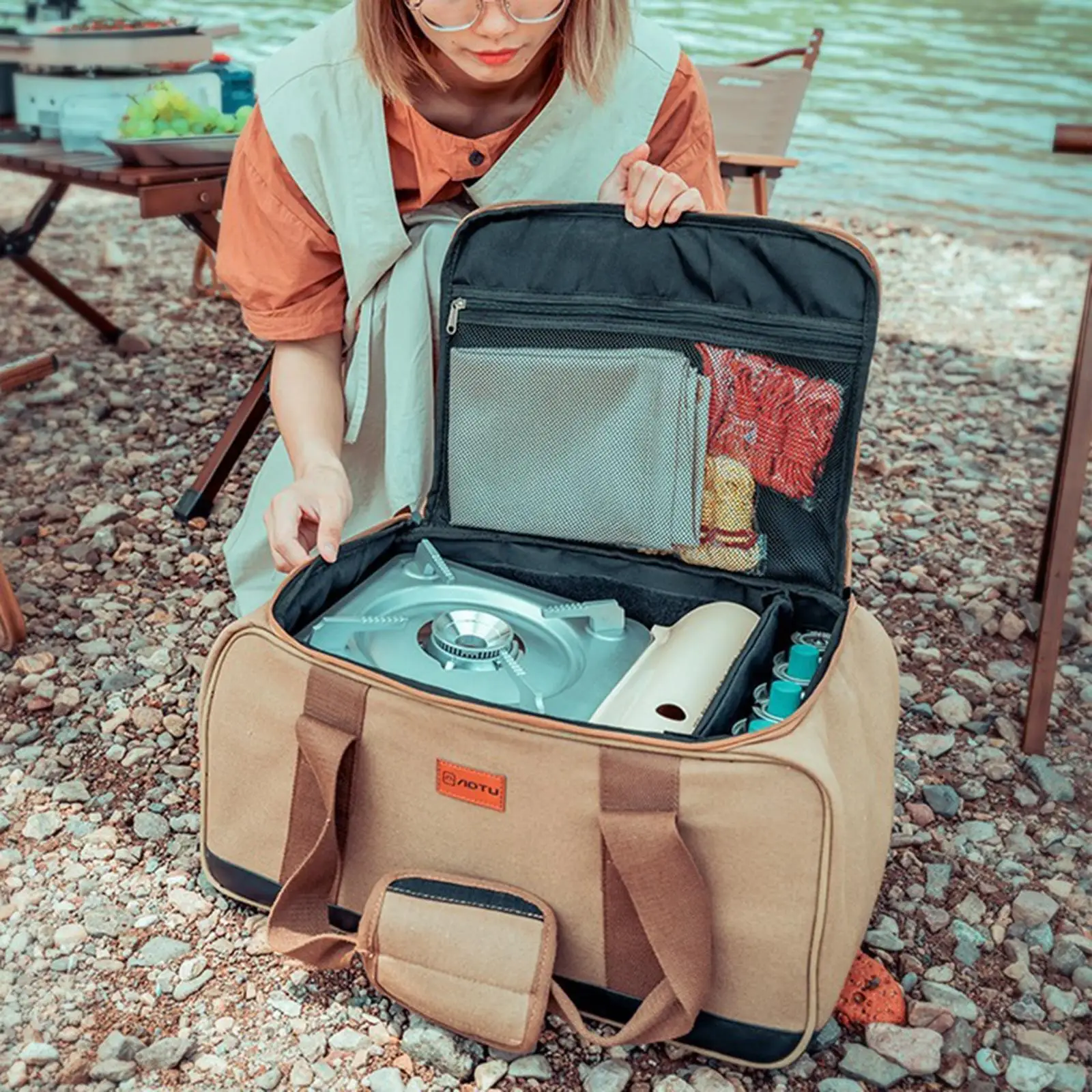 BBQ Carry Case Outdoor Camping Storage Bag Large Handbag Camping Accessories Tool Bag Cooking Organizer