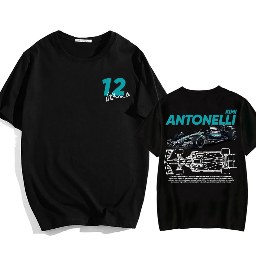 Racing Driver Kimi No.12 Antonelli Tshirts Unisex Streetwear Cotton O-neck Men/Women T-shirt Fashion Design Graphic Merch Teese