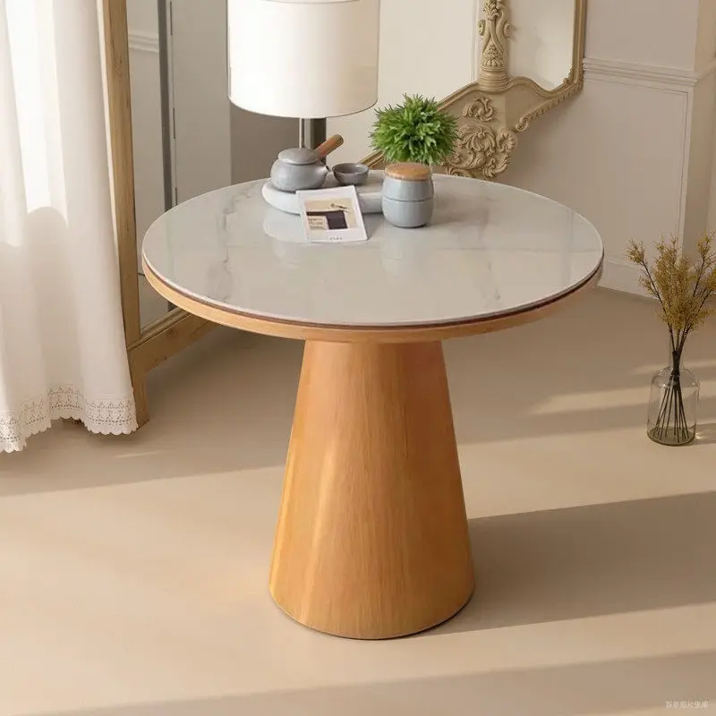 

Modern Coffee Table Solid Wood Small Round Simple Casual Side Coffee Cafe Reception Tea