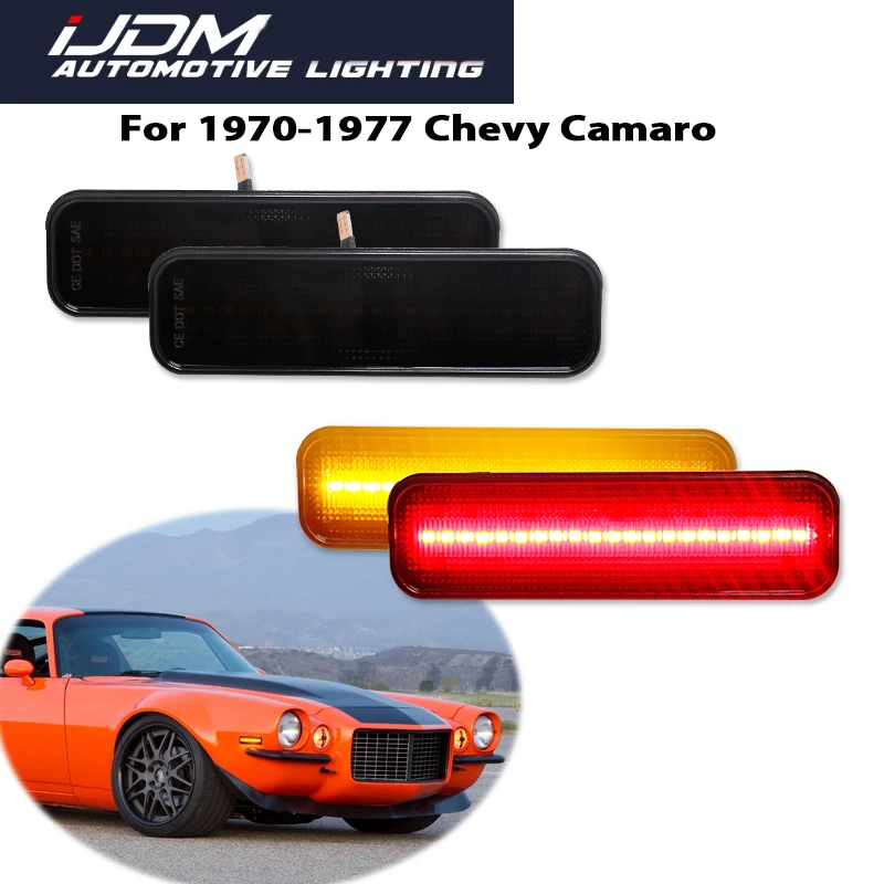 

For 1970-1977 Chevy Camaro Front / Rear Bumper Side Marker Lights Turn Signal Lights Fender Flare Lights White Amber Red LED 12V