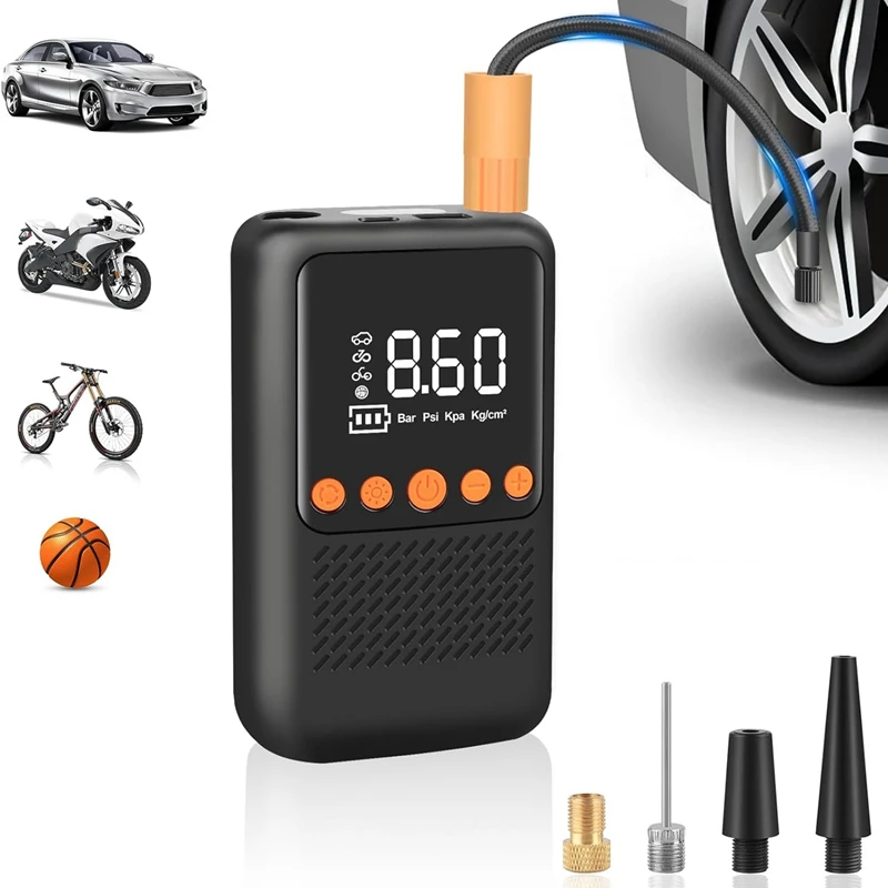 

Electric Tire Inflator Portable Air Compressor - Cordless Air Pump Tires - Bicycle Pump With Air Pressure Gauge Durable