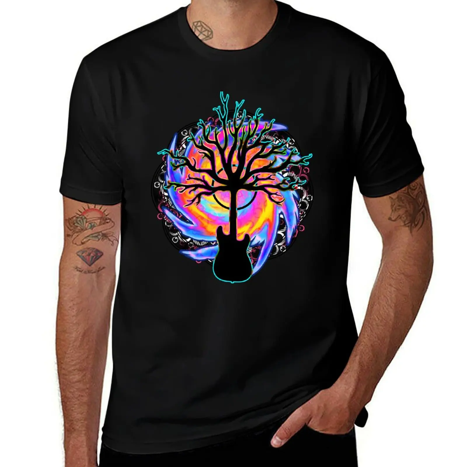 Psychedelic Sonic Cyclone ( surreal guitar tree art) T-Shirt Durable Work Wear T-Shirt
