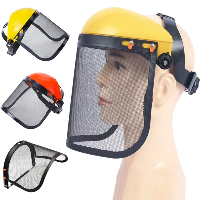 Garden Grass Trimmer Safety Helmet Hat Stainless Steel Full Face Mesh Protective Mask Brush Cutter Forestry Protection Tools