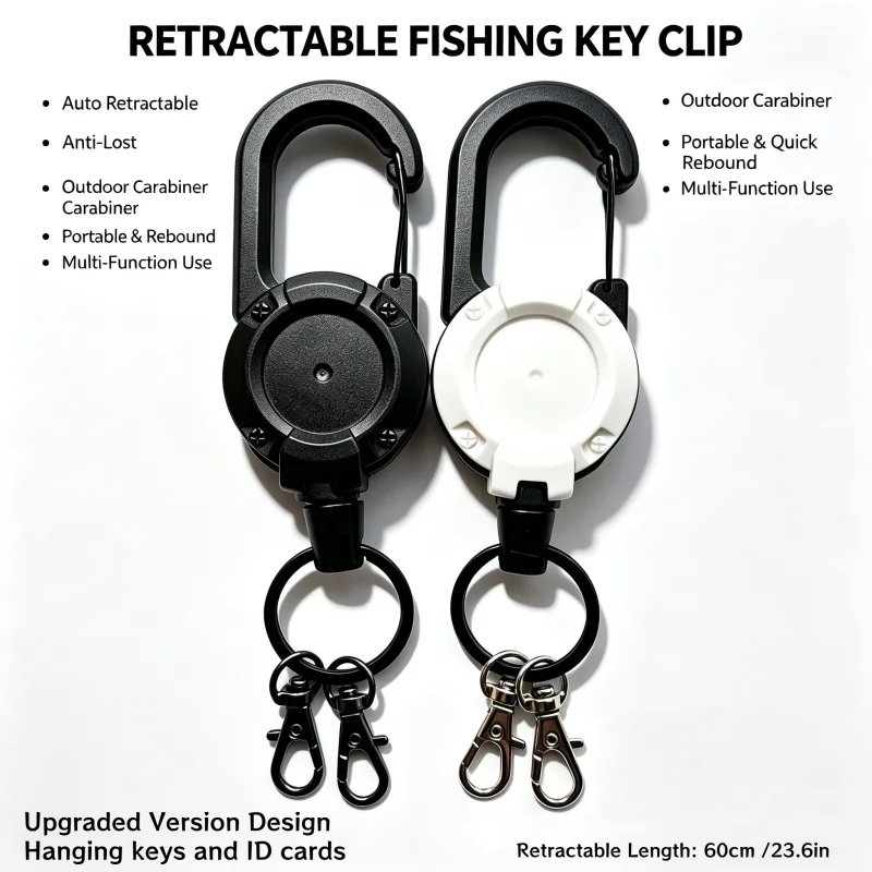 Extensible Keychain Heavy-Duty Mountaineering Clip Badge Holder Reversible Badge Scroll ID Clip