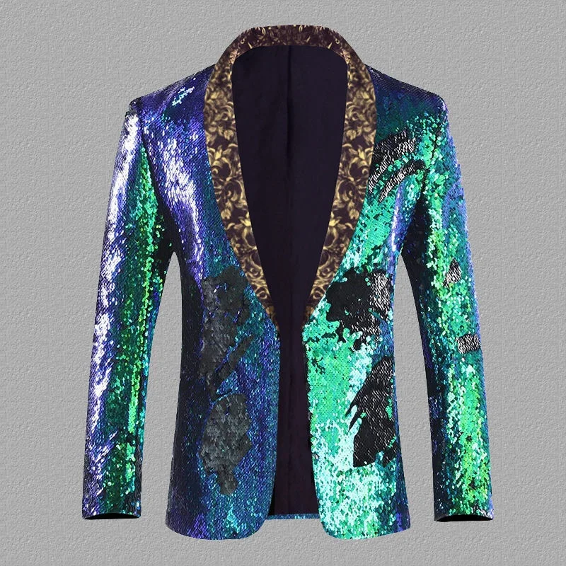 O602New sequined metal casual wear rock band performance wear