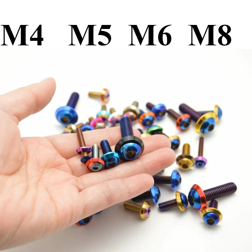 5Pcs Titanium Blue M5x8 M5x10 M5x12 M5x16 M5x20 M6x10 M6x12 M6x16 M6x20 M6x25 M6x30 M6x35 M8x16 M8x20 M8x25 Round Head Bolts