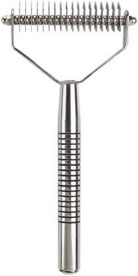 

18-Tooth Coarse Wide Dog Rake Shedding Brush for Effective Pet Grooming and Hair Removal