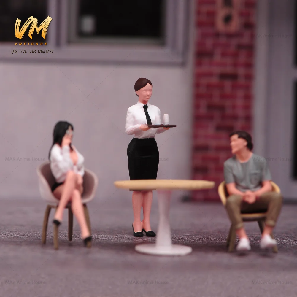 Figuras en miniatura 1/87 1/64 1/43 1/24 1/18, azafata coreana, servicio elegante, modelo femenino de agua, accesorios de escena creativos, juguete