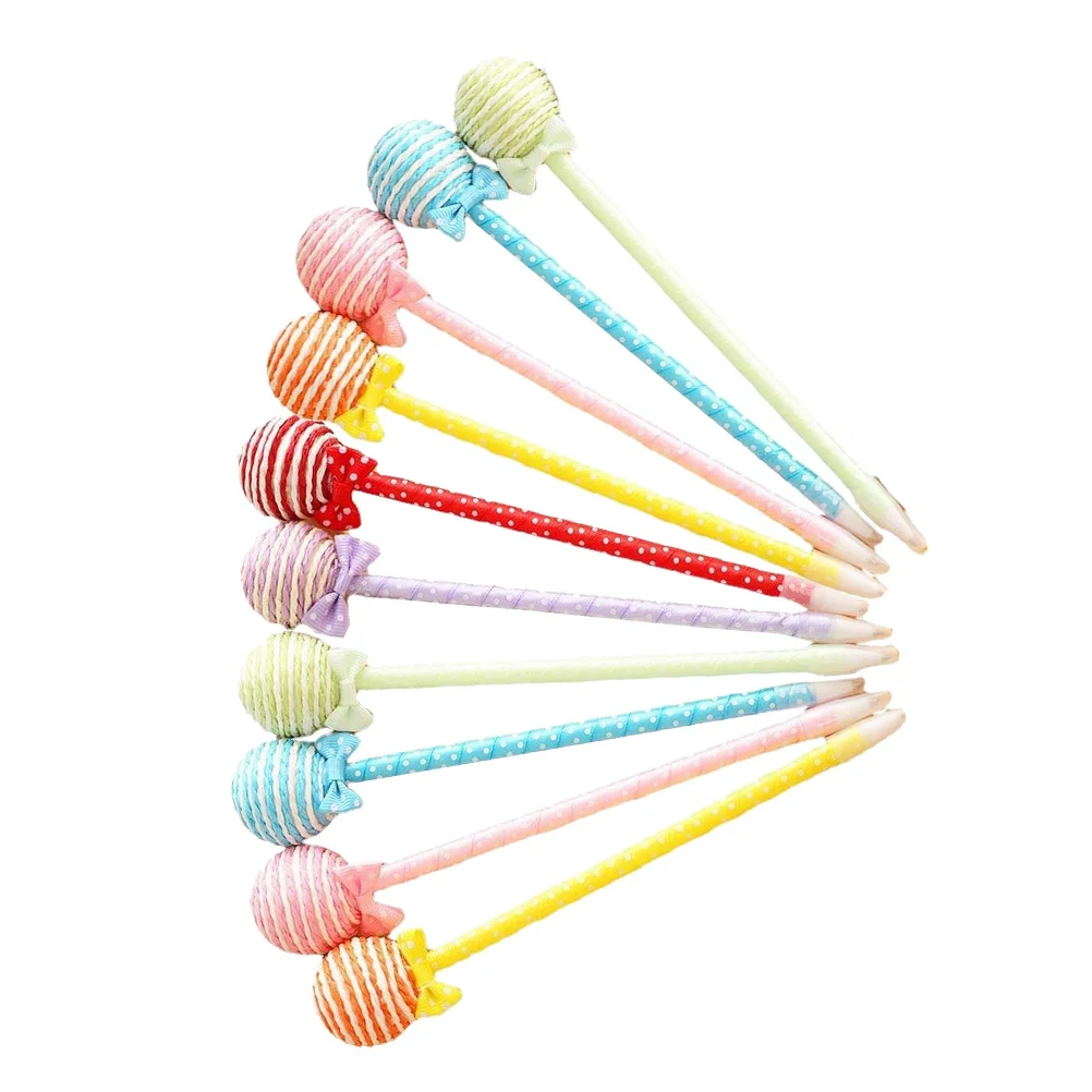 

10Pcs Creative Bowknot Ballpoint Pens Lollipop Shape Portable Writing Pen Signature Stationery Student Use Writing Pen