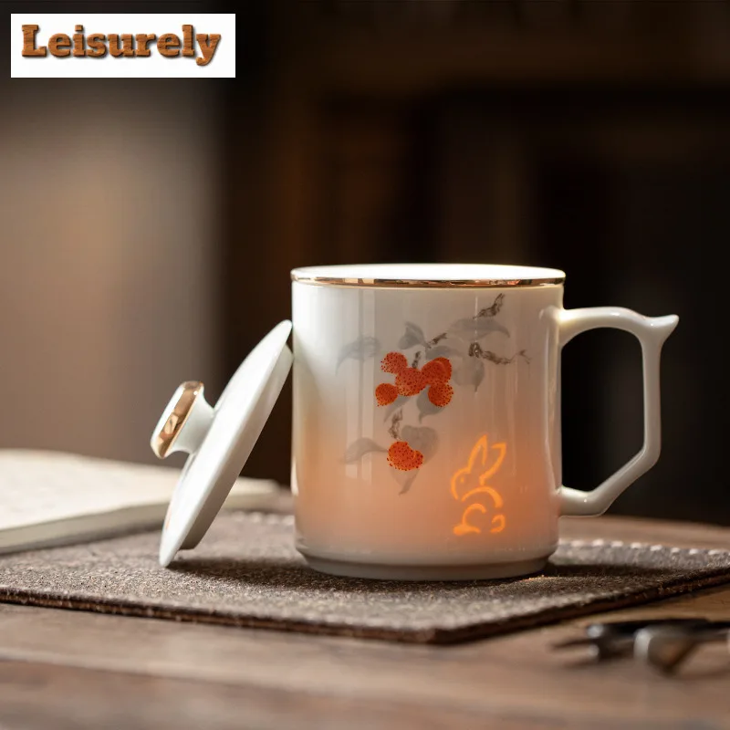 380ML Exquisite White Porcelain Filter Tea Separator Cup Personal Office Work Mug Tea Separation With Lid Filter Mug Drinkware