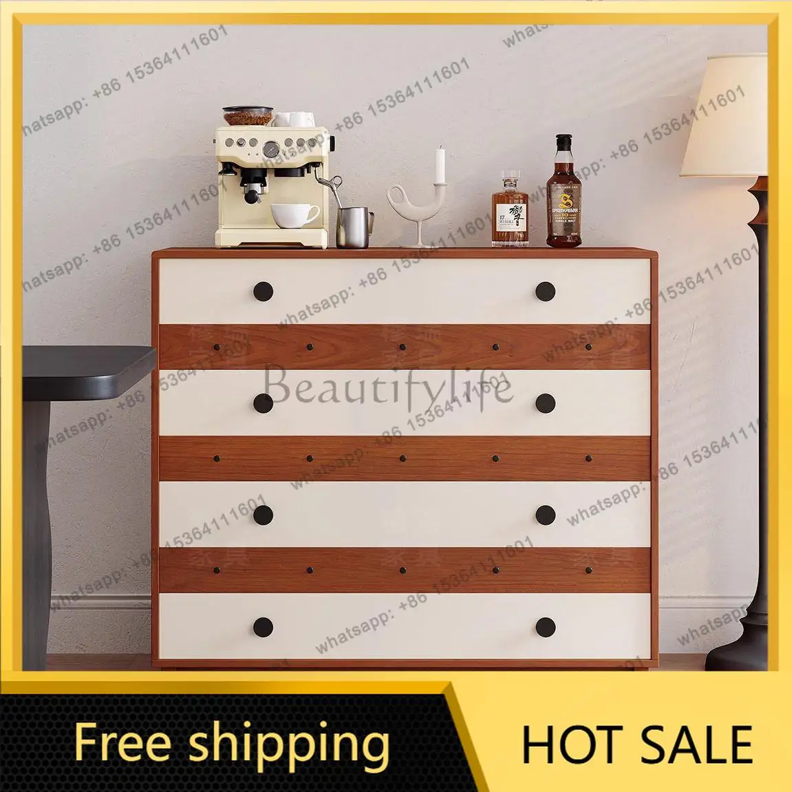 LS living room sofa side cabinet balcony storage bedroom storage bedside medieval cabinet