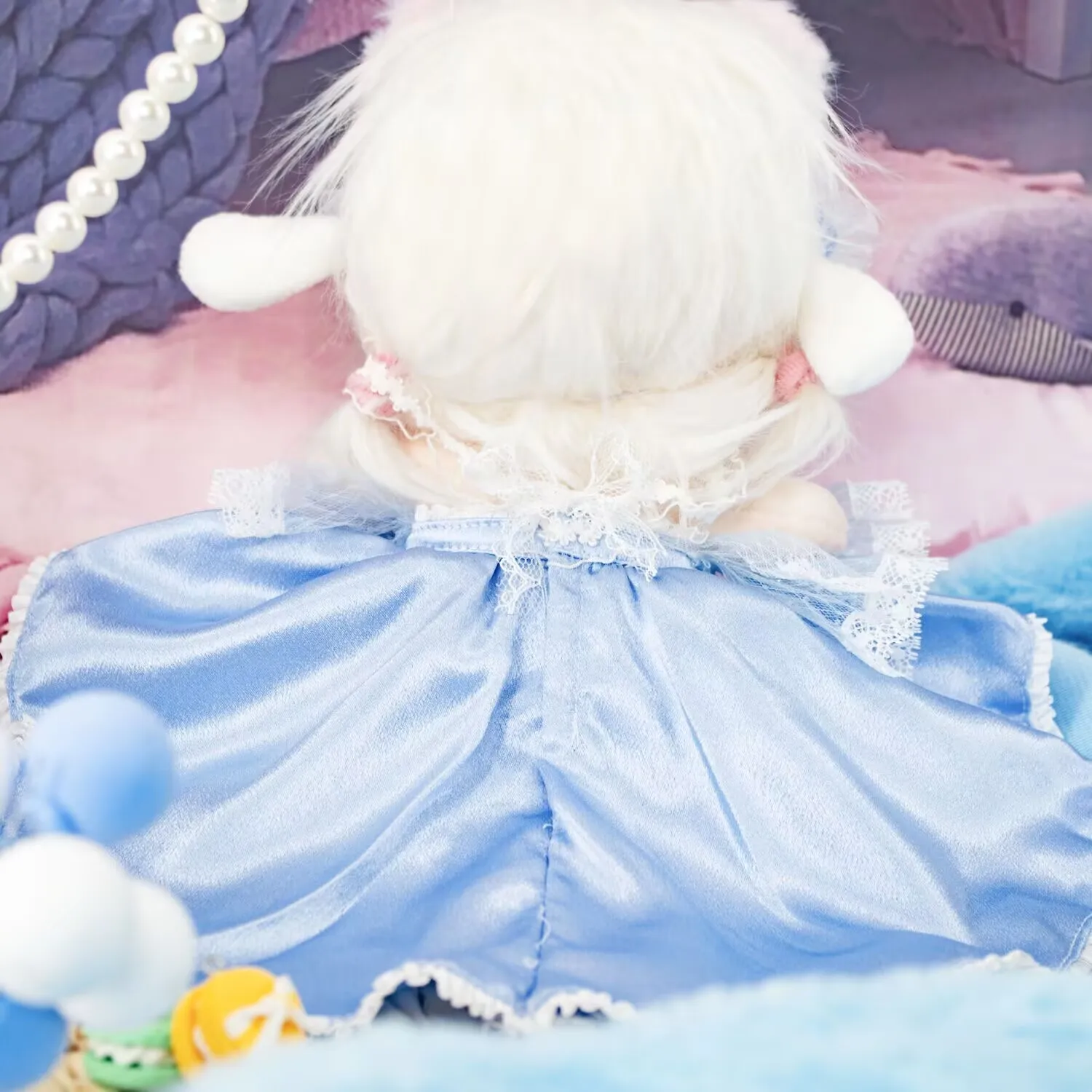 20 سنتيمتر ملابس دمى القطن الجسم العادي فستان أزرق أرنب مؤذ جديد النمط الصيني دمية الملفوف سعر ملابس دمى