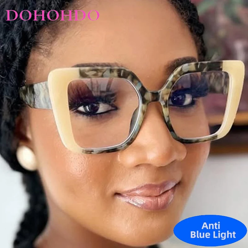 

Vintage Luxury Brand Design Oversized Square Anti-Blue Light Glasses For Women Men Computer For Office Work Optical Eyeglasses