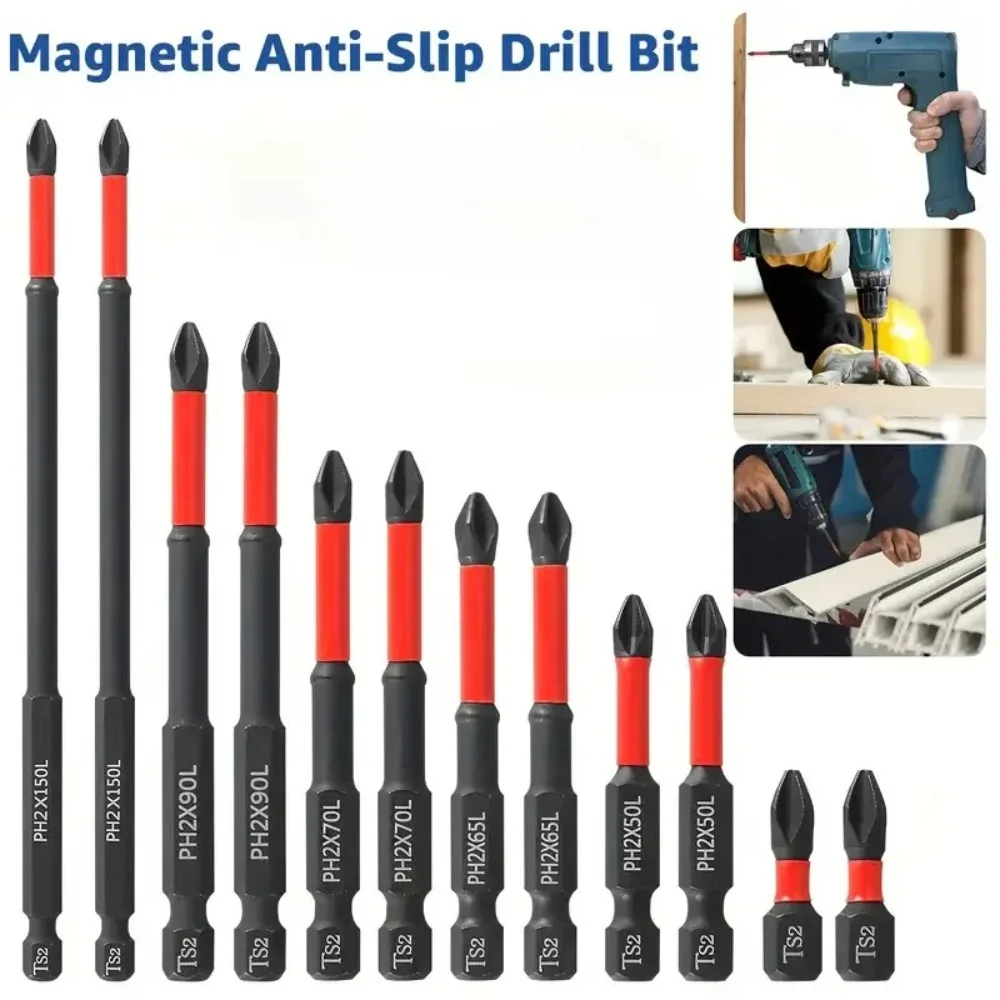 4/5/6Pcs Non-slip Magnetic Batch Head Wear-resistant Shock Resistance High Hardness Bit Cross Screwdriver Bit