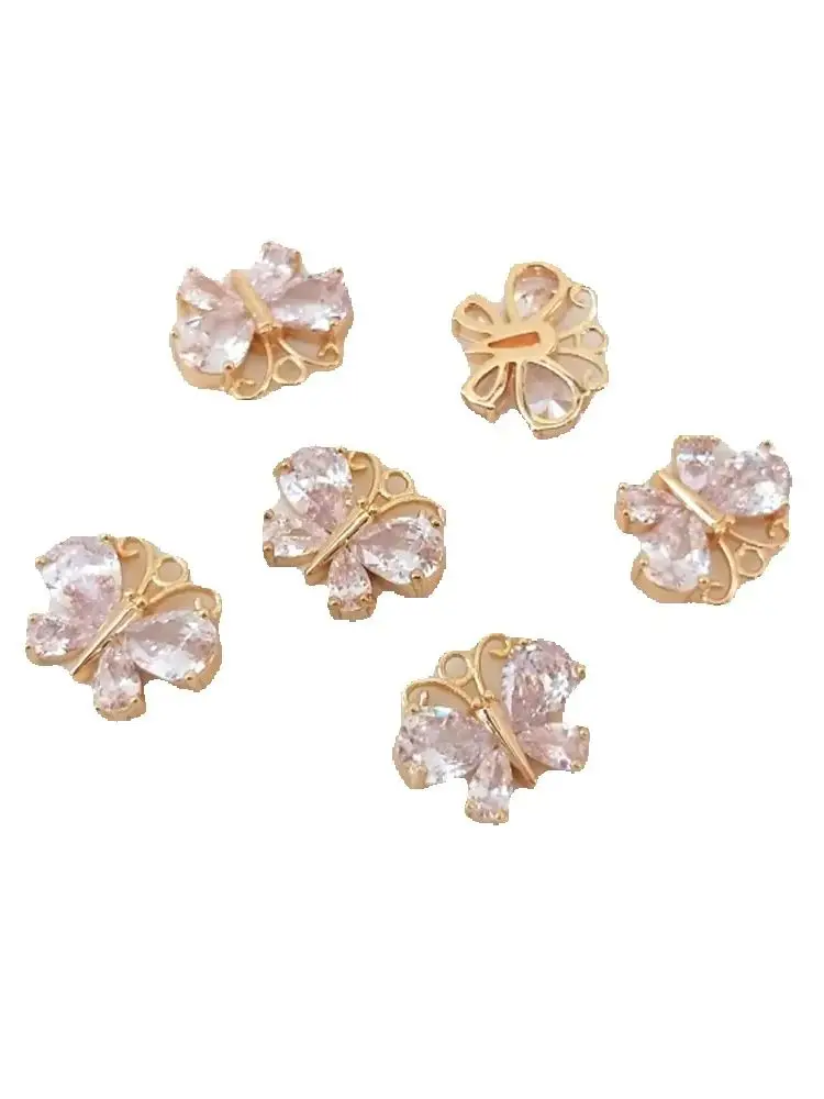 

14K Gold Color Plated Inlaid zircon butterfly pendant jewelry pendant Diy bracelet clavicle chain ear hanging accessories