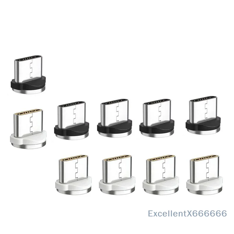 Type C Magnetic Charging Tips 10Pcs 2.4A Quick Charge Data Sync Replacements for Smartphone Car Daily Charging Use
