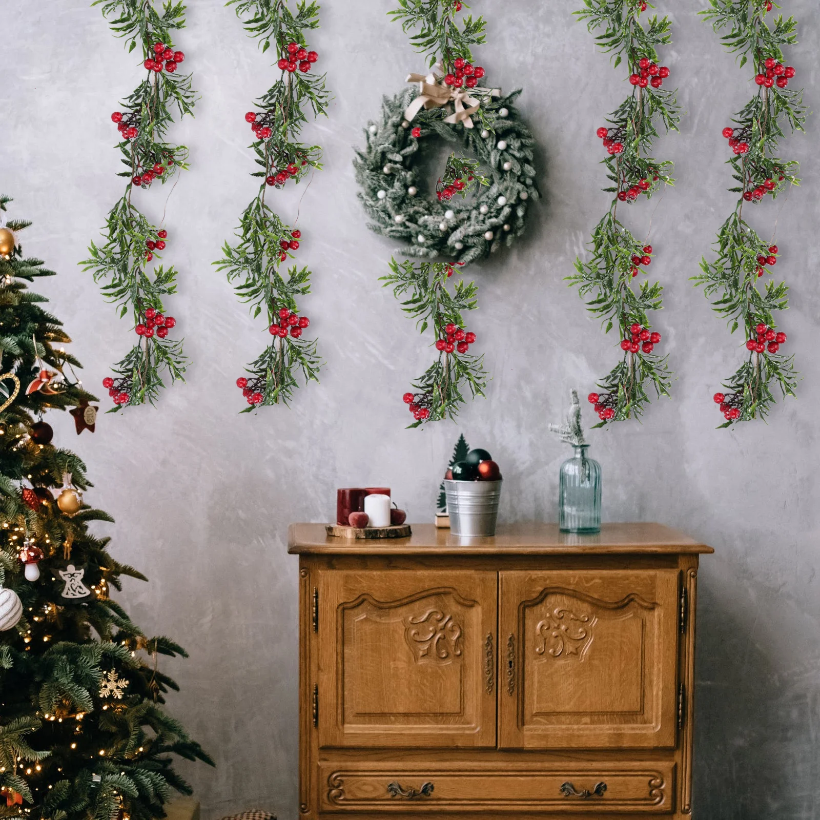 1 قطعة عيد الميلاد مصباح ليد سلسلة البلاستيك الفواكه الحمراء تصميم ضوء دافئ للمنزل مهرجان حفلة الديكور في الهواء الطلق عيد الميلاد ديكور #4