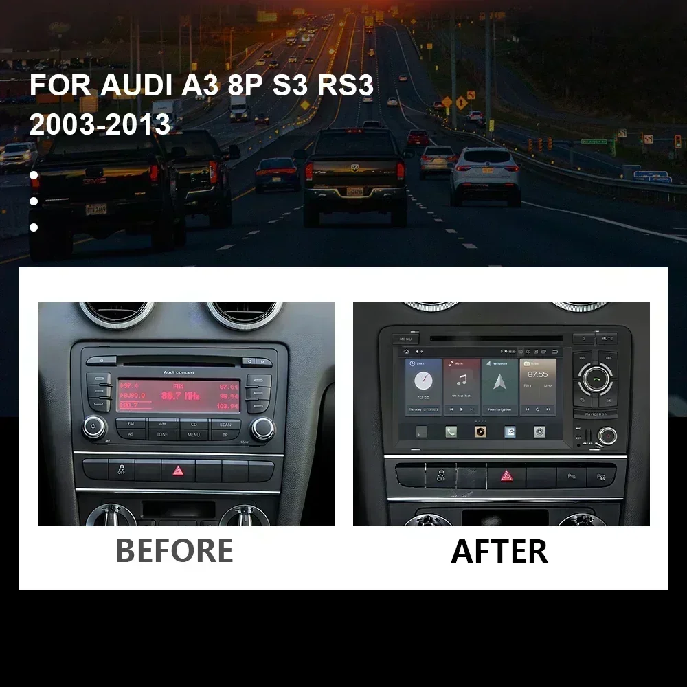 CHSTEK Android 14 Car Radio Wireless Carplay DVD GPS For Audi A3 8P S3 RS3 2003-2013 Navigation Bluetooth Multimedia Player WIFI