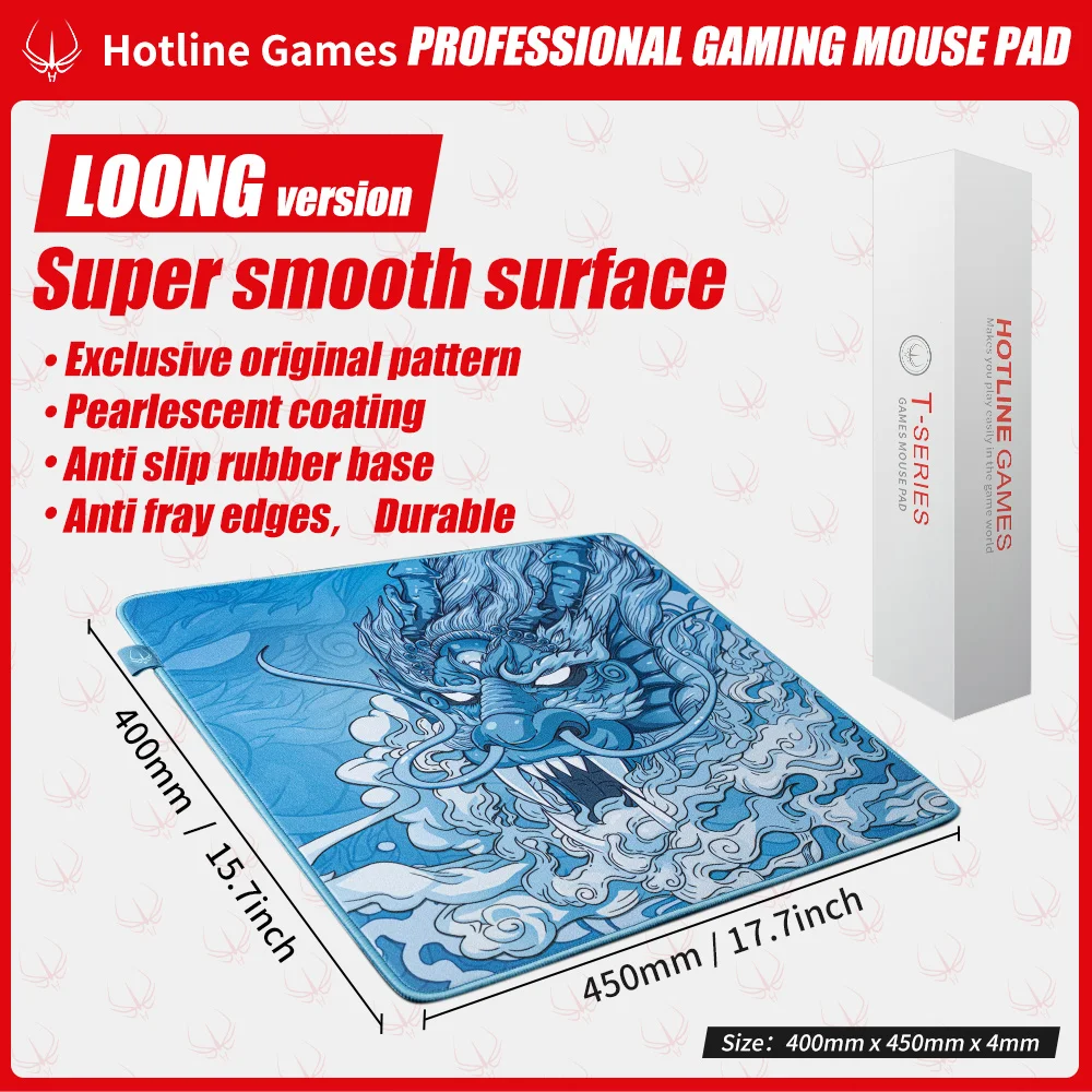 

Hotline Games Gaming Mouse Pad T-series Chinese Dragon LOONG (40cm×45cm) ,Smooth Surface,Stitched Edges,Non-Slip Base Mousepad