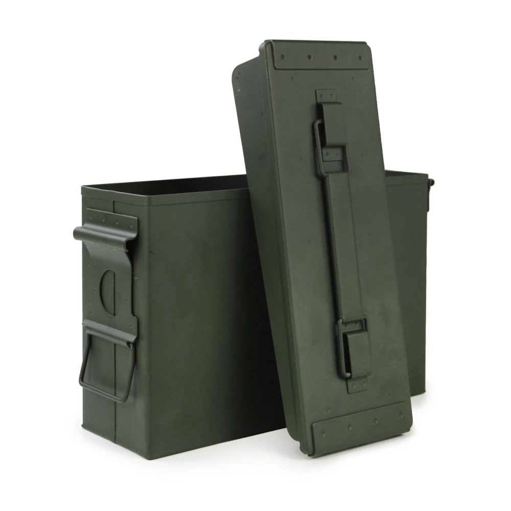 30/50Cal Metal Ammo Can Steel Safety Ammo Box Safe Box Long-Term Waterproof Ammunition Valuables Storage Hole Lockable Can