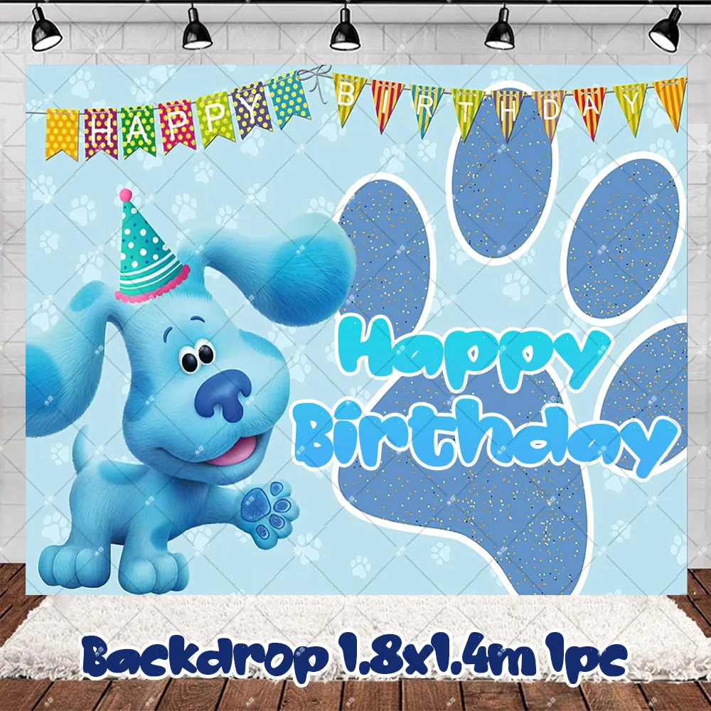 Dibujos animados pistas Blues cachorros tema fiesta de cumpleaños perro azul globo pastel Topper Banner telón de fondo educación temprana decoración de Baby Shower