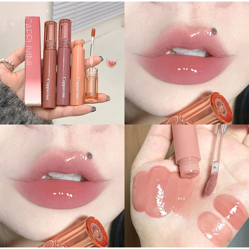 Mirror Jelly Lip Gloss Lip Lasting Moisturising Glossy Red Tint Lips Glaze Beauty Juice Lip Gloss Lipstick Waterproof Cosmetics