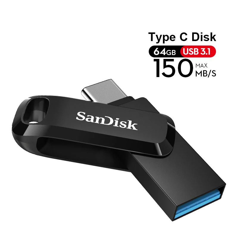 na pamięć flash SanDisk Ultra Dual Drive OTG Pendrive Type-C z USB 3.1 32 ГБ, 64 ГБ, 128 ГБ, 256 ГБ, для смартфона, ноутбука, USB-накопителя