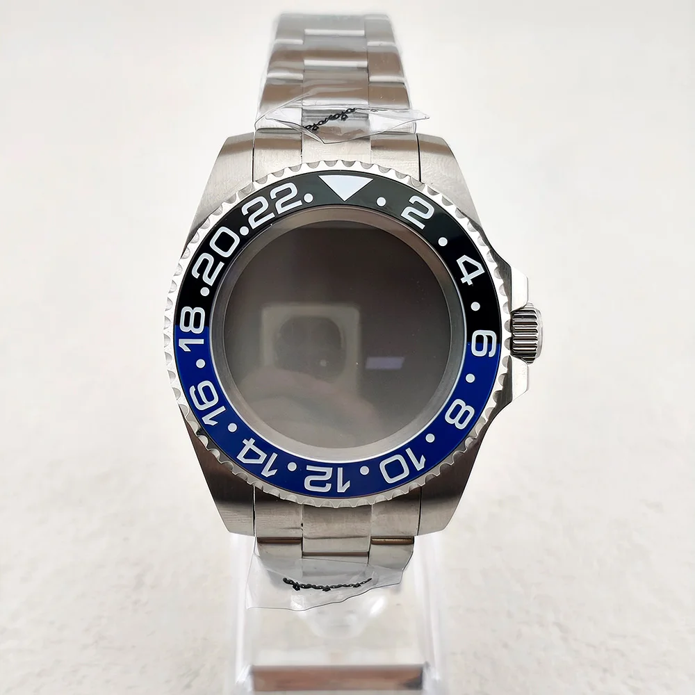 44MM Ceramic Bezel Case Silver SEA Big DEEP Homage Sapphire Crystal Watch Case Stainless 21MM Watch Strap Fit NH34 NH35 Movement